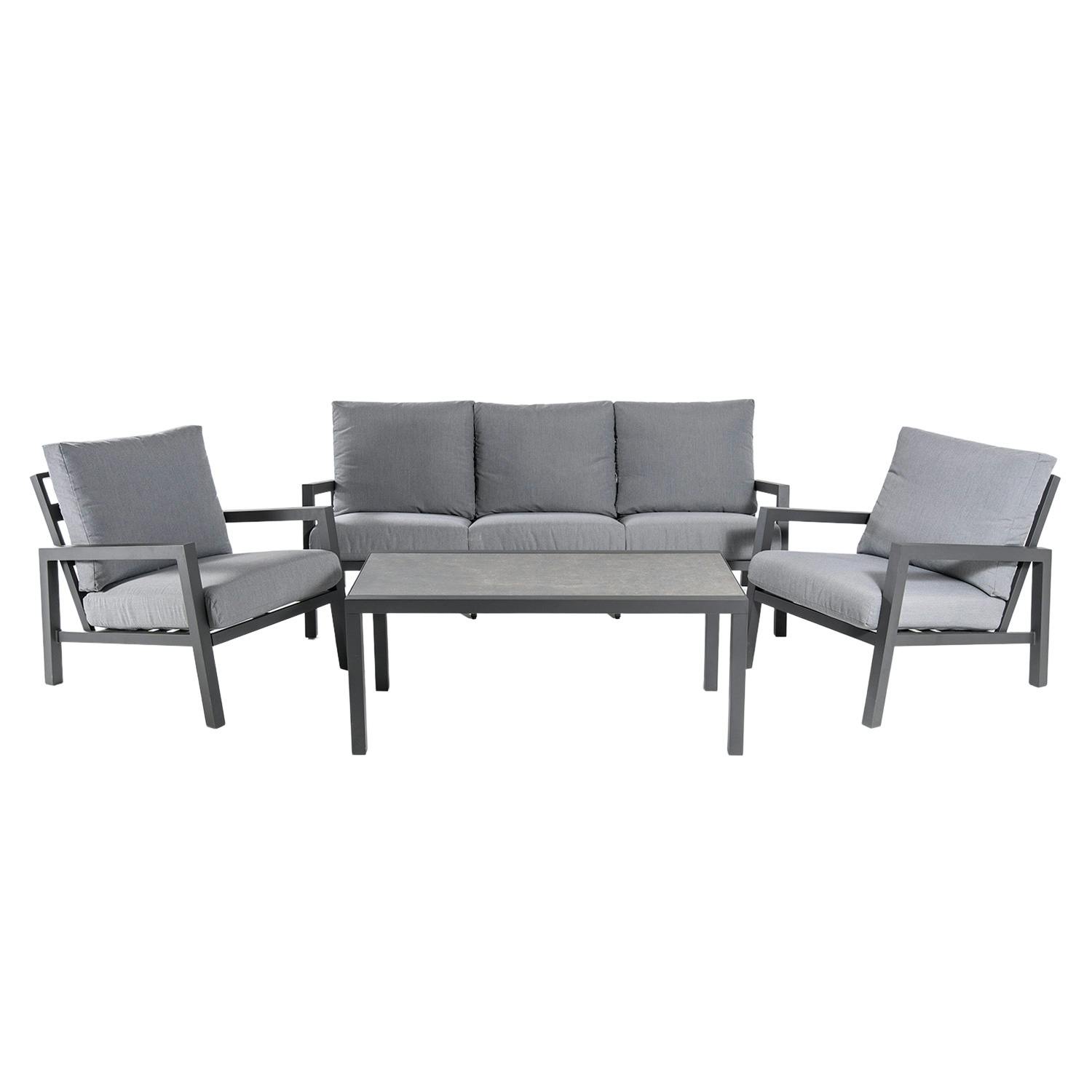 Conjunto sofás jardín, Aluminio reforzado color antracita, Sofá 3
